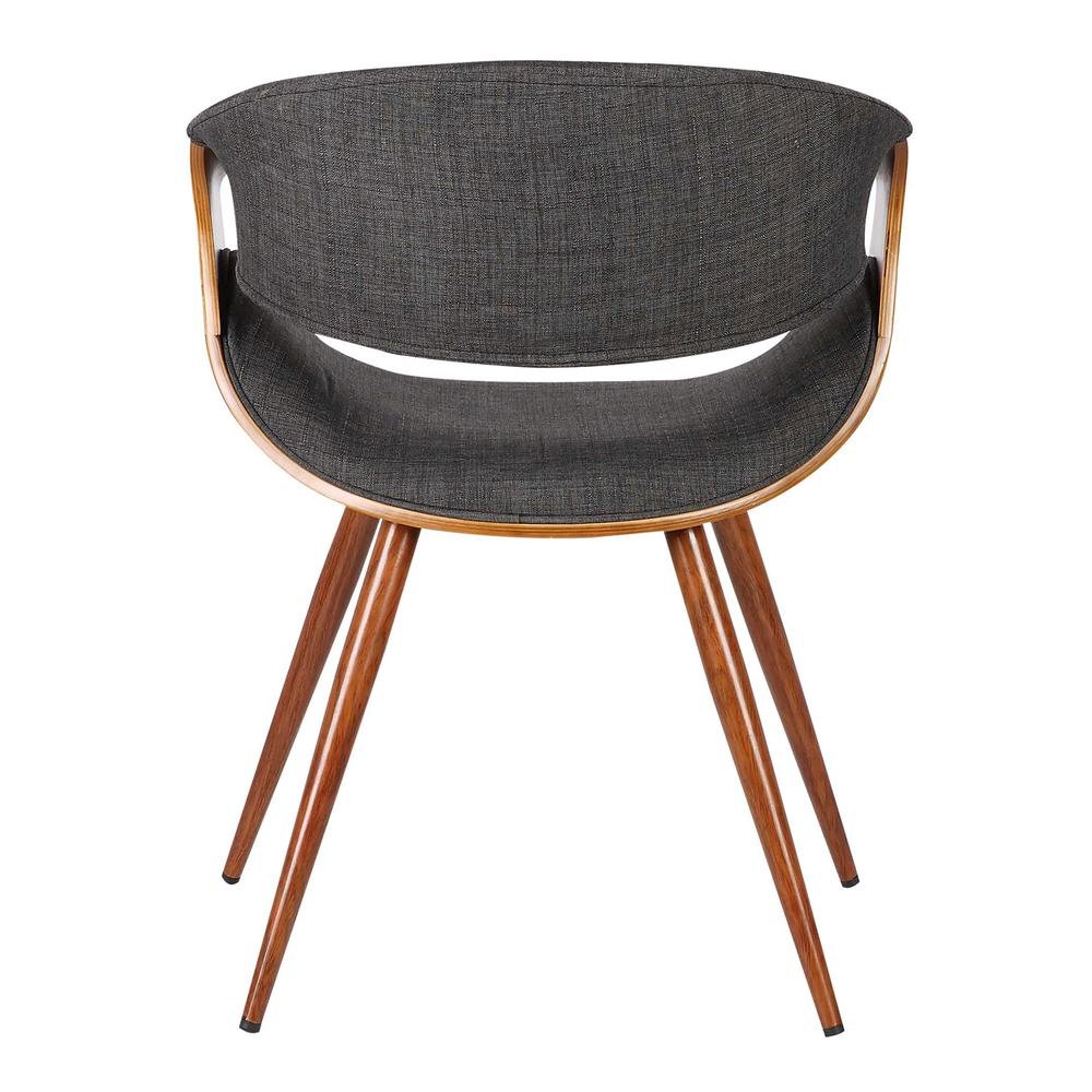 Mid-Century Modern Dining Chair in Walnut Wood and Charcoal Fabric