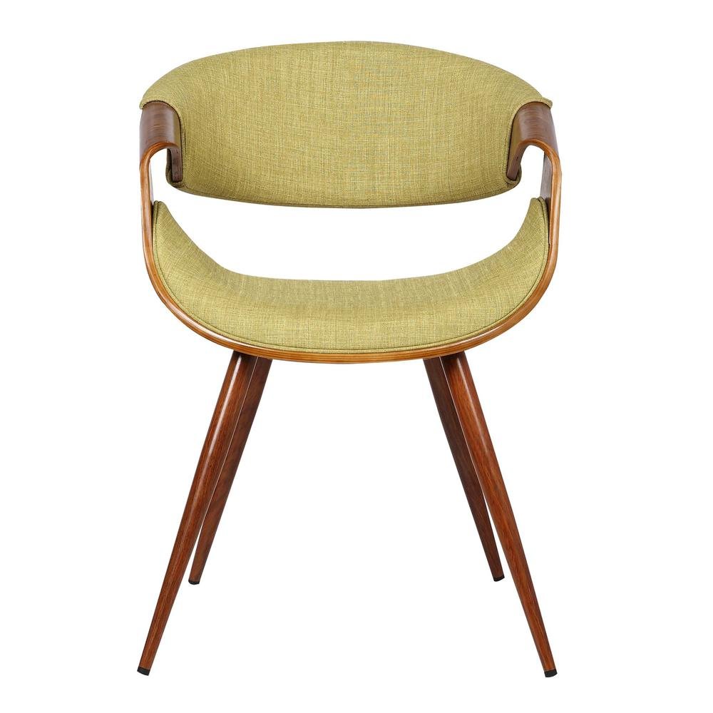 Mid-Century Dining Chair in Walnut Finish with Green Fabric Upholstery