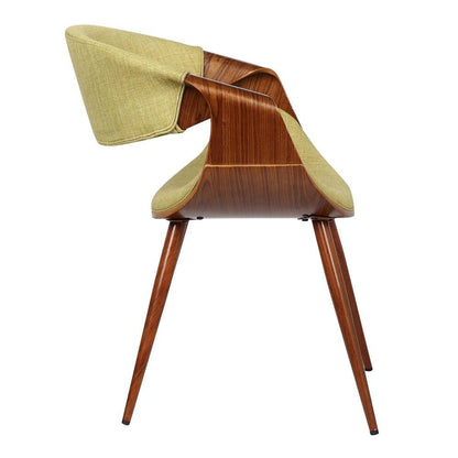 Mid-Century Dining Chair in Walnut Finish with Green Fabric Upholstery