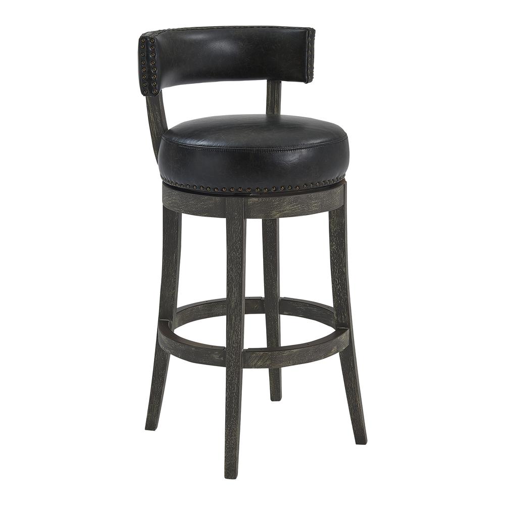 Corbin 26" Counter Wood Swivel Height Barstool in American Grey Finish with Onyx Faux Leather