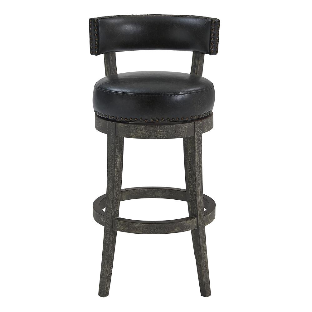 Corbin 26" Counter Wood Swivel Height Barstool in American Grey Finish with Onyx Faux Leather