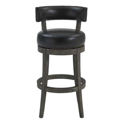 Corbin 26" Counter Wood Swivel Height Barstool in American Grey Finish with Onyx Faux Leather
