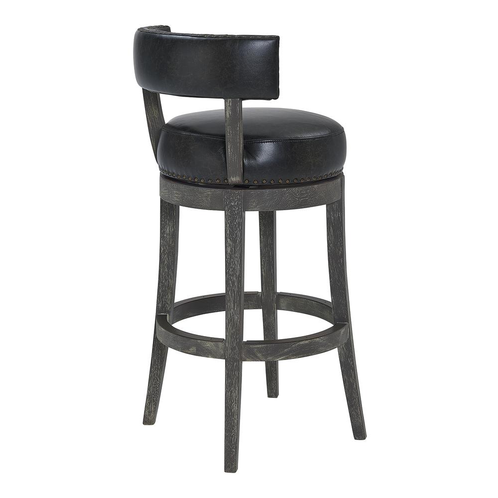 Corbin 26" Counter Wood Swivel Height Barstool in American Grey Finish with Onyx Faux Leather