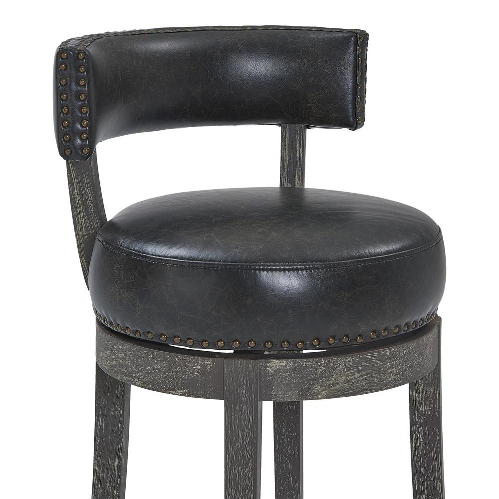 Corbin 26" Counter Wood Swivel Height Barstool in American Grey Finish with Onyx Faux Leather