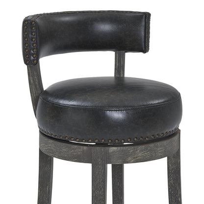 Corbin 26" Counter Wood Swivel Height Barstool in American Grey Finish with Onyx Faux Leather