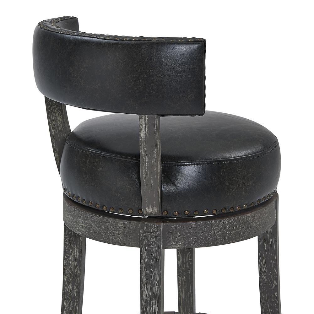 Corbin 26" Counter Wood Swivel Height Barstool in American Grey Finish with Onyx Faux Leather