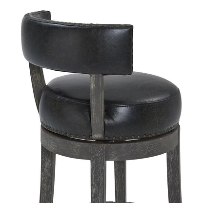 Corbin 26" Counter Wood Swivel Height Barstool in American Grey Finish with Onyx Faux Leather