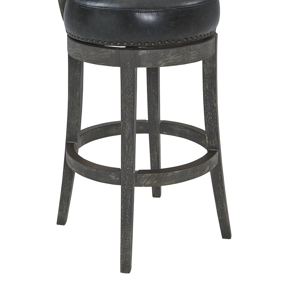 Corbin 26" Counter Wood Swivel Height Barstool in American Grey Finish with Onyx Faux Leather