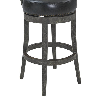 Corbin 26" Counter Wood Swivel Height Barstool in American Grey Finish with Onyx Faux Leather