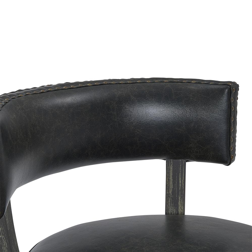 Corbin 26" Counter Wood Swivel Height Barstool in American Grey Finish with Onyx Faux Leather