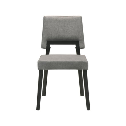 Channell Wood Dining Chair in Black Finish with Charcoal Fabric - Set of 2