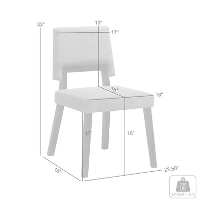 Channell Wood Dining Chair in Black Finish with Charcoal Fabric - Set of 2