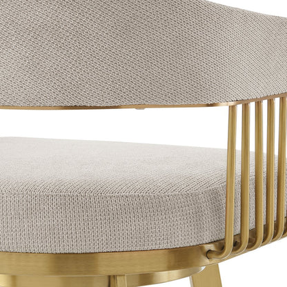 Chelsea 30" Swivel Bar Stool with Gold Brushed Stainless Steel and Taupe Fabric