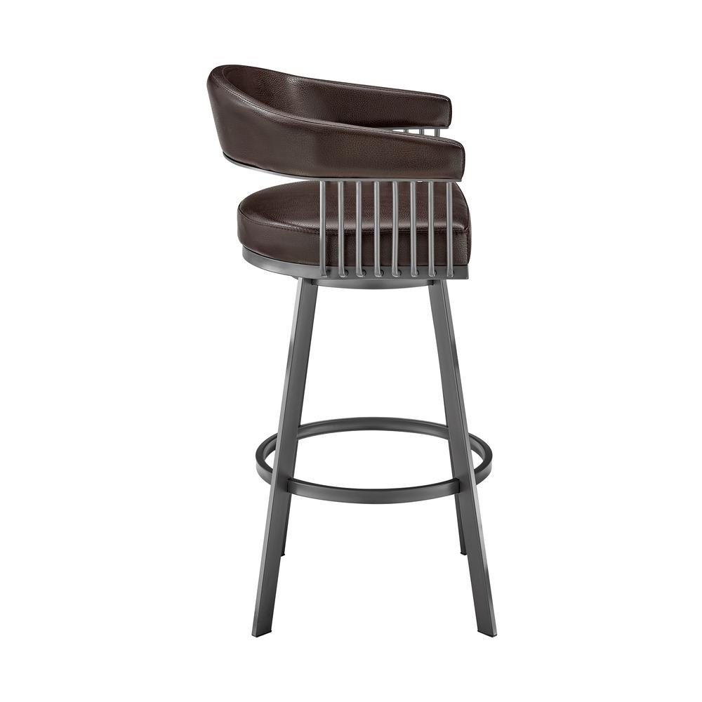 Chelsea 30" Bar Height Swivel Bar Stool in Java Brown Finish and Chocolate Faux Leather