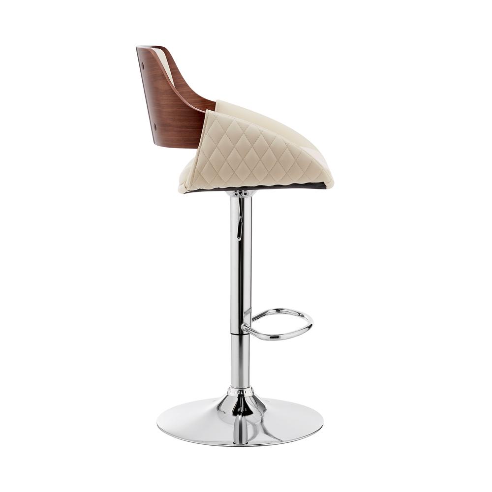 Adjustable Swivel Bar Stool with Cream Faux Leather and Chrome Base