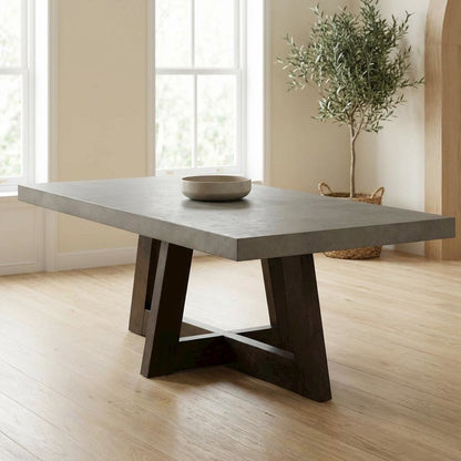 Grey Concrete and Dark Oak Coffee Table with Rectangular Top and Sturdy Design