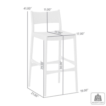 Erie Black Woven Paper Cord and Wood Bar Stool
