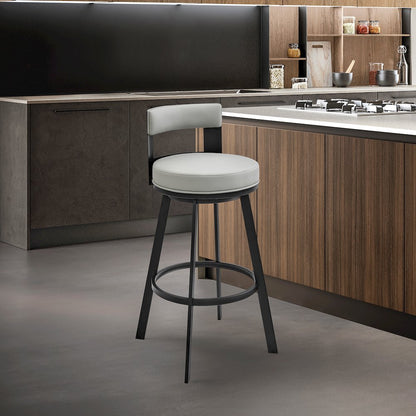 Flynn Swivel Counter or Bar Stool in Faux Leather and Metal
