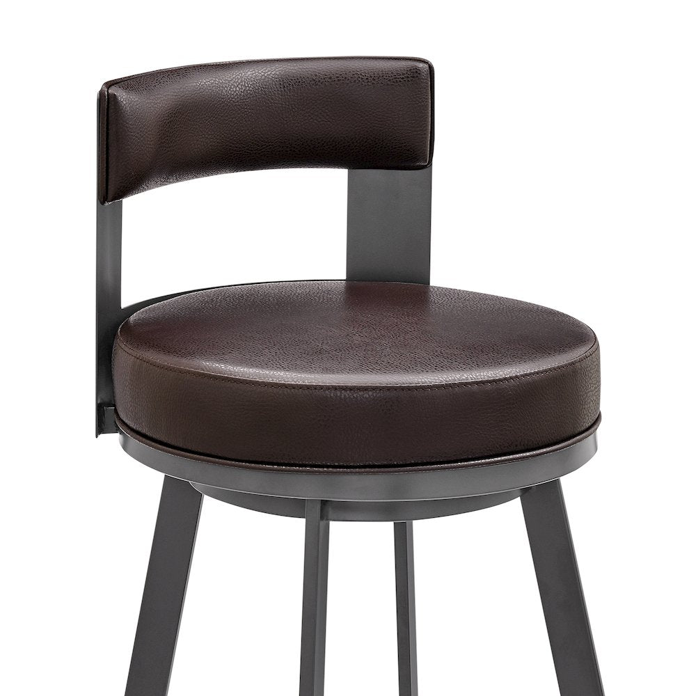 Flynn Swivel Counter or Bar Stool in Faux Leather and Metal