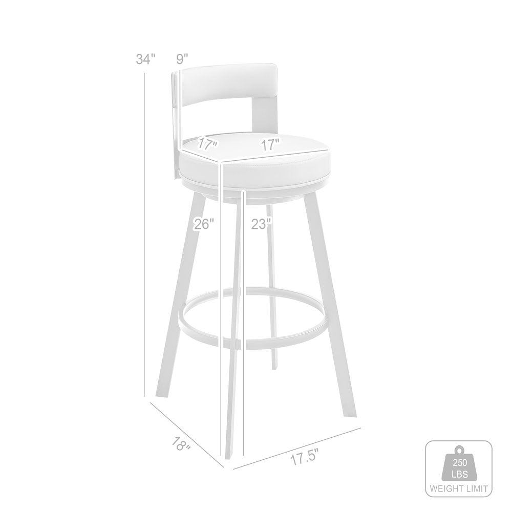 Flynn Swivel Counter or Bar Stool in Faux Leather and Metal