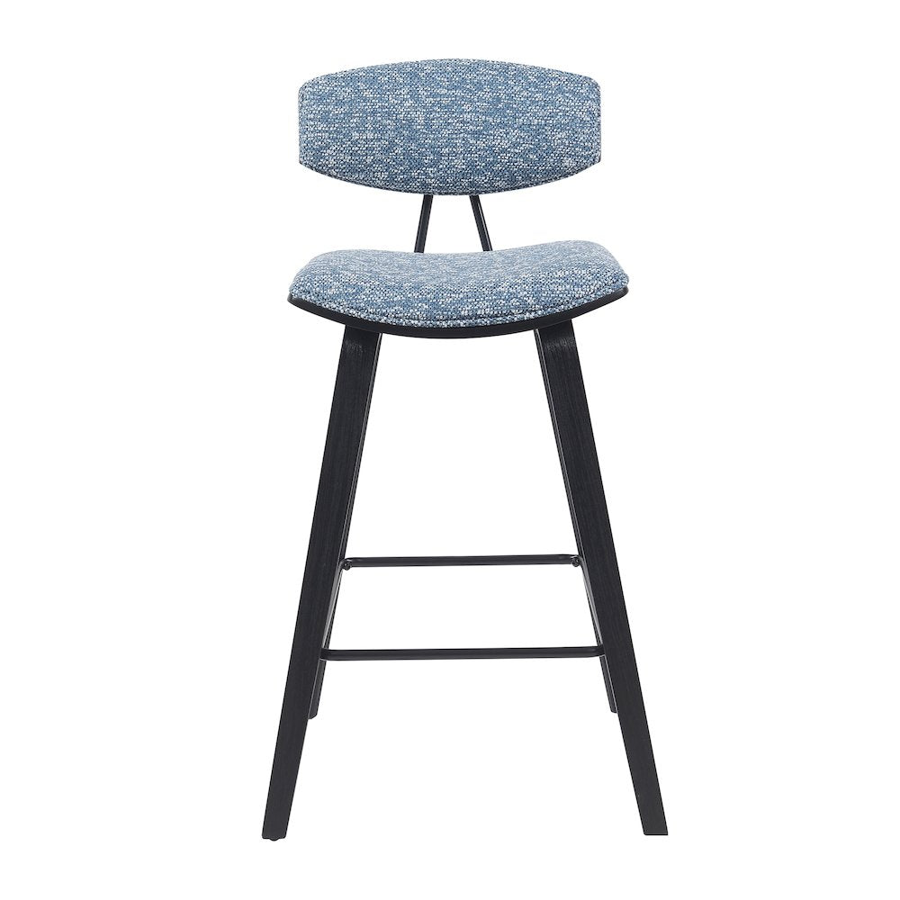 Swivel Counter Height Bar Stool with Speckled Blue Upholstered Seat