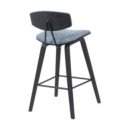 Swivel Counter Height Bar Stool with Speckled Blue Upholstered Seat