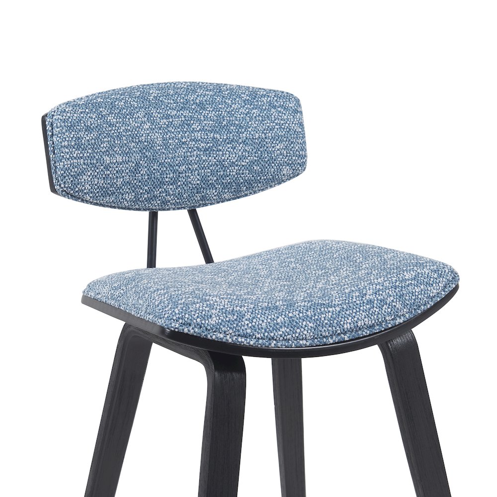 Swivel Counter Height Bar Stool with Speckled Blue Upholstered Seat