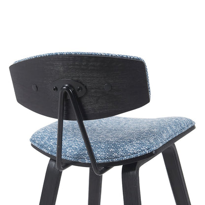 Swivel Counter Height Bar Stool with Speckled Blue Upholstered Seat