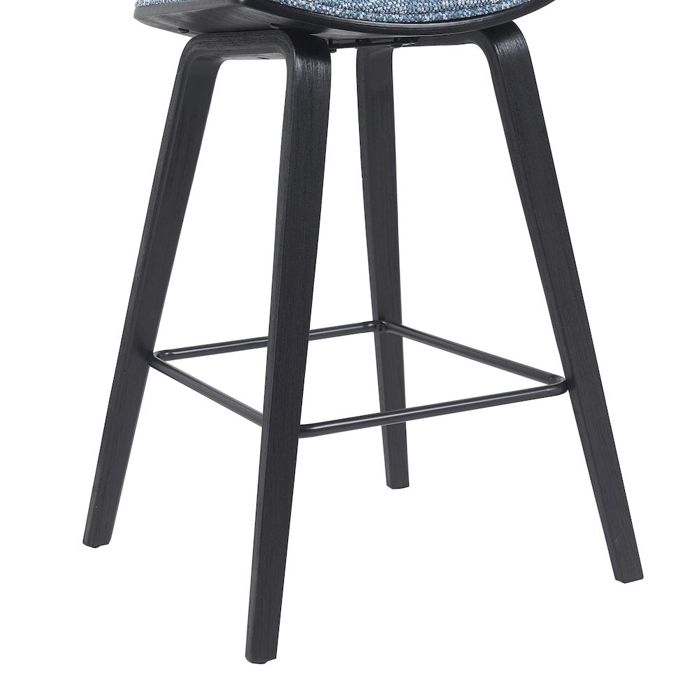 Swivel Counter Height Bar Stool with Speckled Blue Upholstered Seat