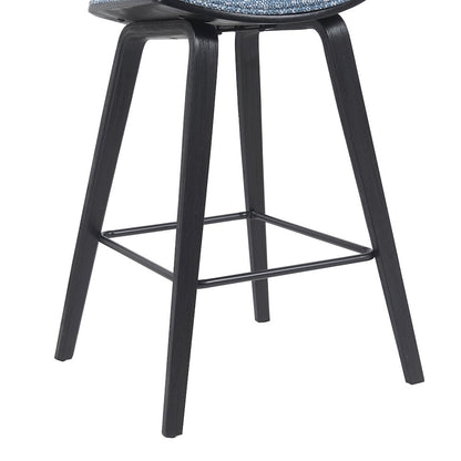 Swivel Counter Height Bar Stool with Speckled Blue Upholstered Seat