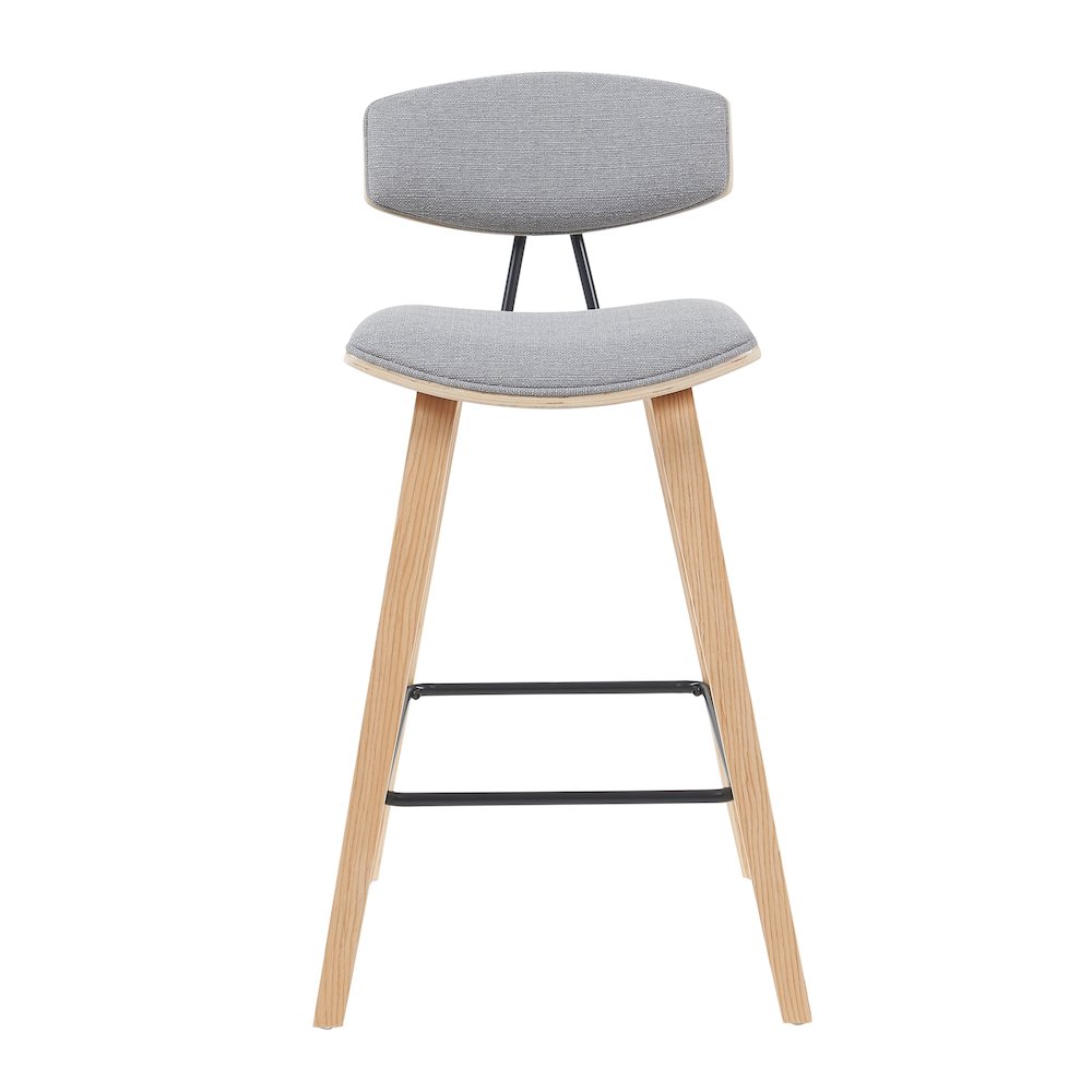 Swivel Counter Height Bar Stool with Grey Upholstered Seat