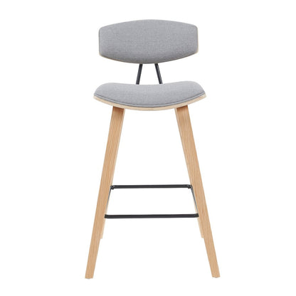 Swivel Counter Height Bar Stool with Grey Upholstered Seat