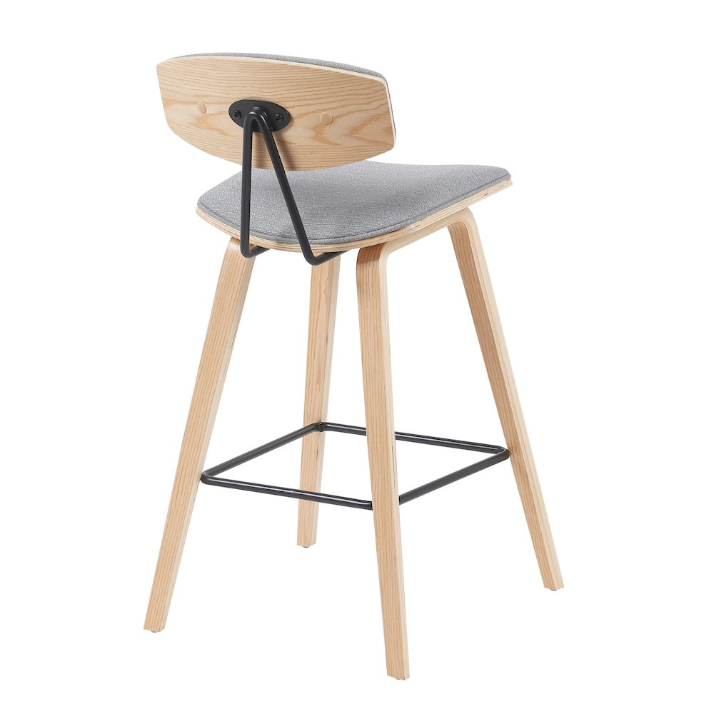 Swivel Counter Height Bar Stool with Grey Upholstered Seat