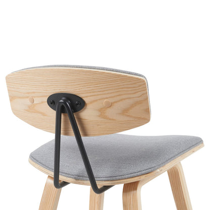 Swivel Counter Height Bar Stool with Grey Upholstered Seat