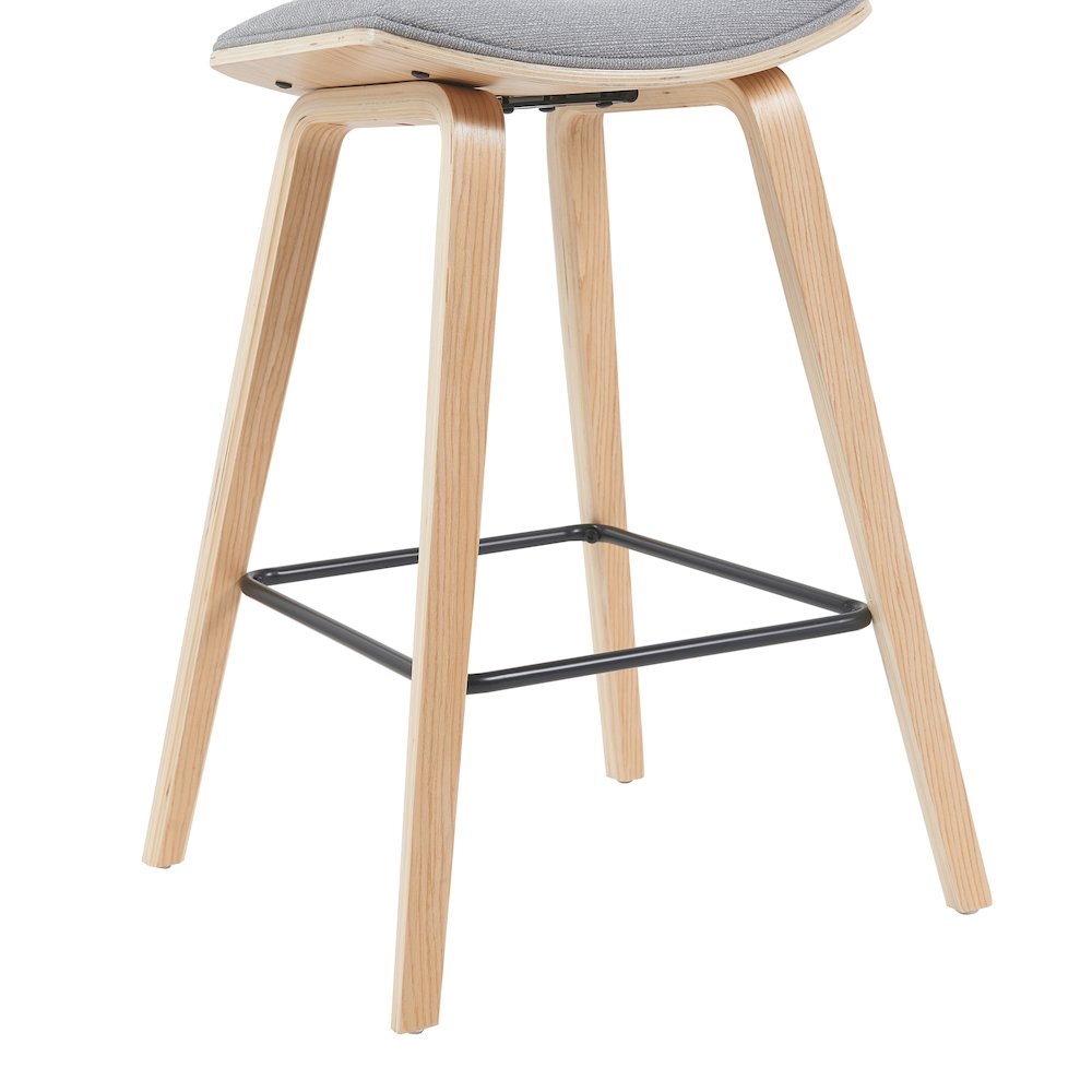 Swivel Counter Height Bar Stool with Grey Upholstered Seat