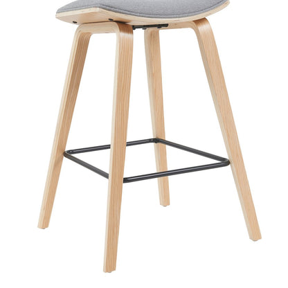 Swivel Counter Height Bar Stool with Grey Upholstered Seat