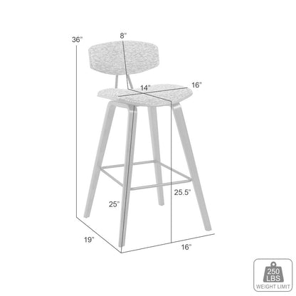 Swivel Counter Height Bar Stool with Grey Upholstered Seat