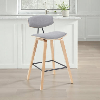 Swivel Counter Height Bar Stool with Grey Upholstered Seat