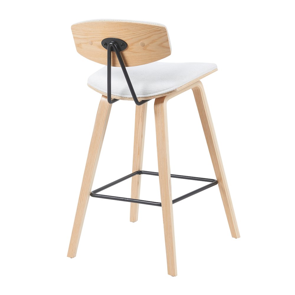 Swivel Counter Height Bar Stool with White Upholstered Seat