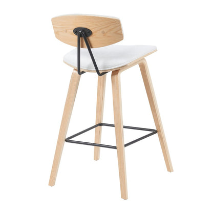 Swivel Counter Height Bar Stool with White Upholstered Seat