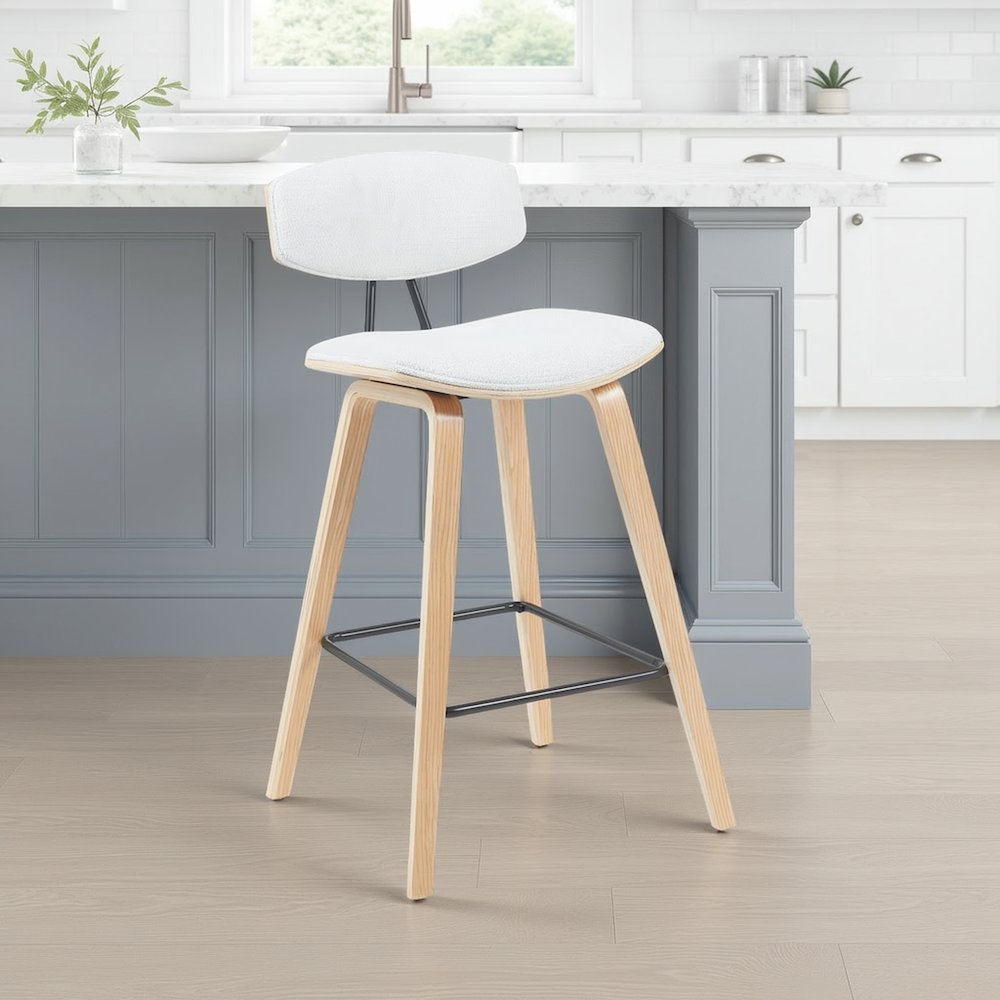 Swivel Counter Height Bar Stool with White Upholstered Seat
