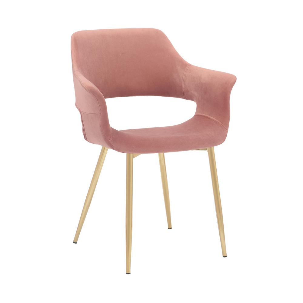 Gigi Pink Velvet Dining Room Chair with Gold Metal Legs