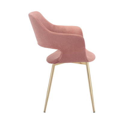 Gigi Pink Velvet Dining Room Chair with Gold Metal Legs