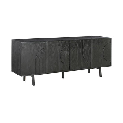 Holland 4 Door Sideboard Buffet in Black Brushed Oak Wood