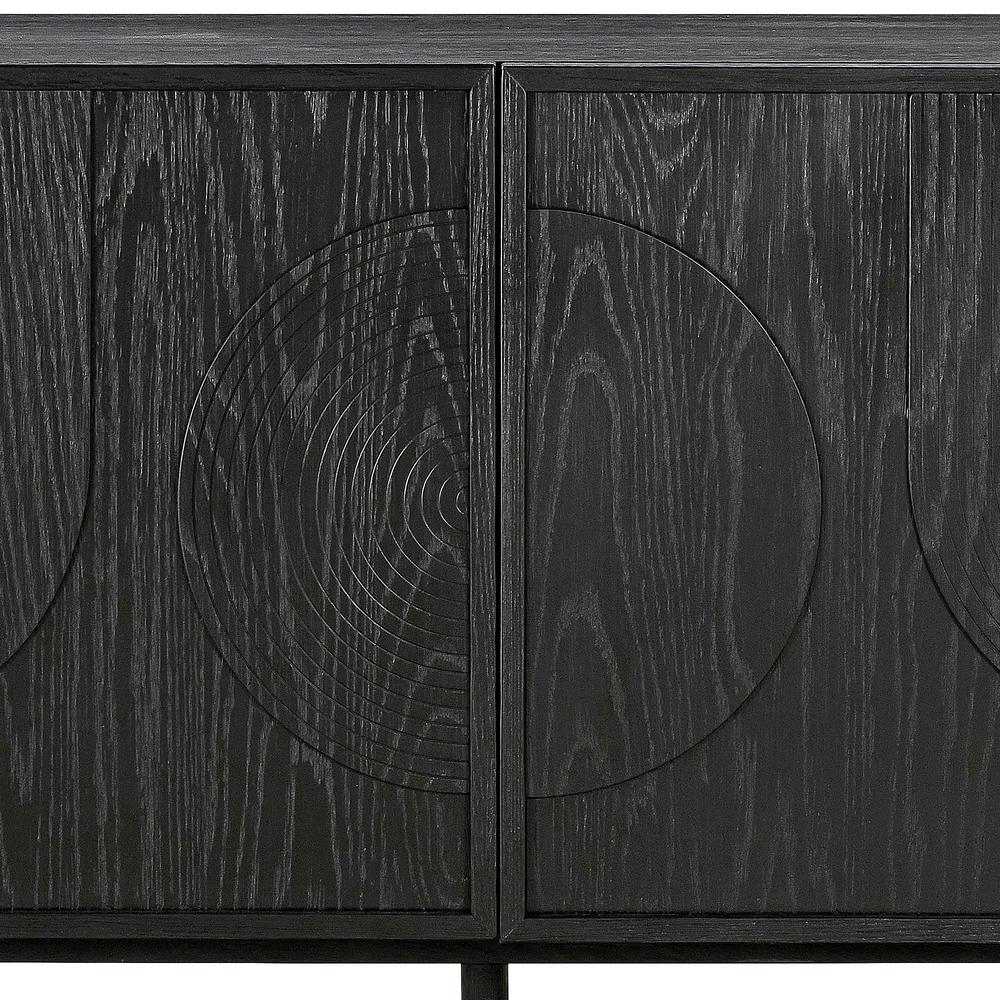 Holland 4 Door Sideboard Buffet in Black Brushed Oak Wood