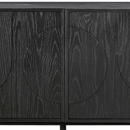 Holland 4 Door Sideboard Buffet in Black Brushed Oak Wood
