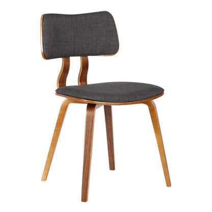 Modern Mid-Century Dining Chair with Walnut Wood Frame and Charcoal Fabric