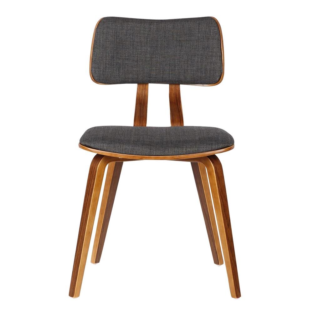 Modern Mid-Century Dining Chair with Walnut Wood Frame and Charcoal Fabric