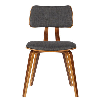 Modern Mid-Century Dining Chair with Walnut Wood Frame and Charcoal Fabric