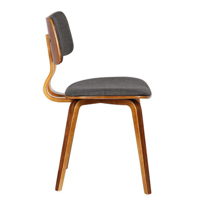 Modern Mid-Century Dining Chair with Walnut Wood Frame and Charcoal Fabric